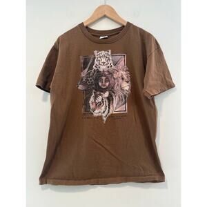 Vintage T-Shirt Circle of Fire Lion, Tiger, Cheetah, Leopard Size Large JL